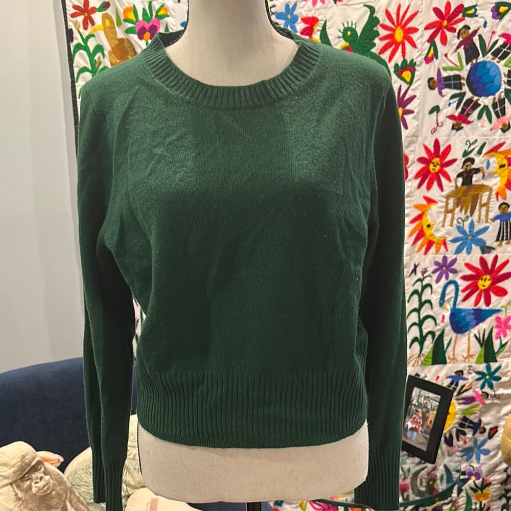 J. Crew Women's Forest Green Crewneck Cashmere Sweater